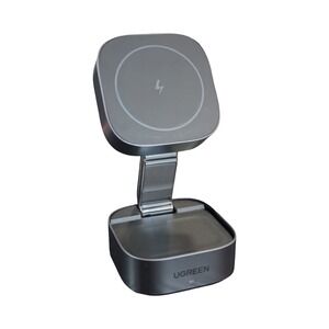 Nn5U UGREEN 2-in-1 Magnetic Wireless Charger for iPhone & Airpods W526 Gray